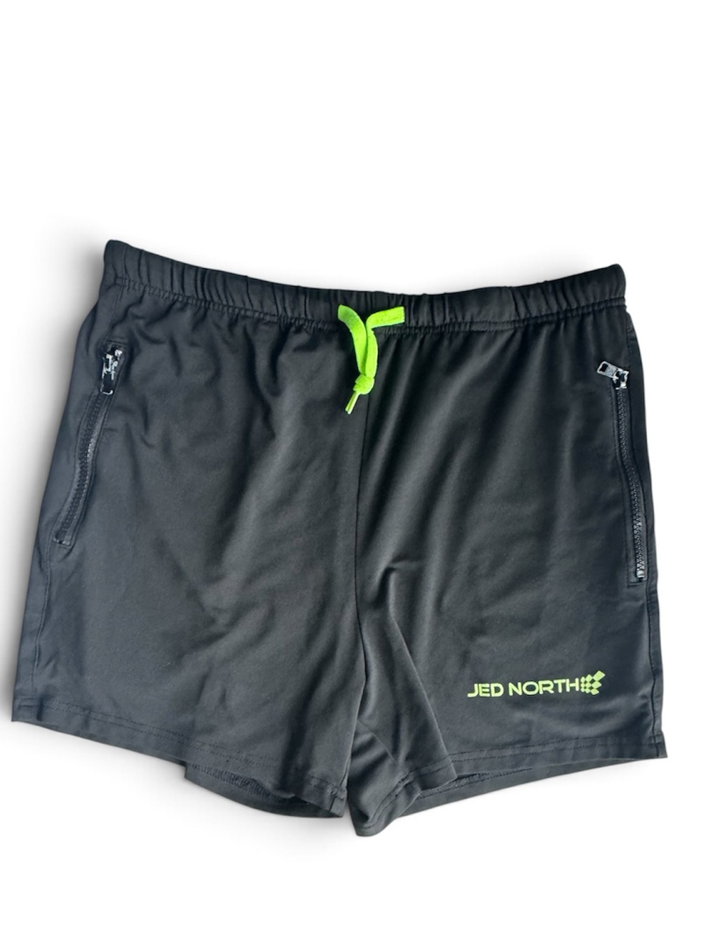 Jed North Black Athletic Shorts with Neon Green Drawstring